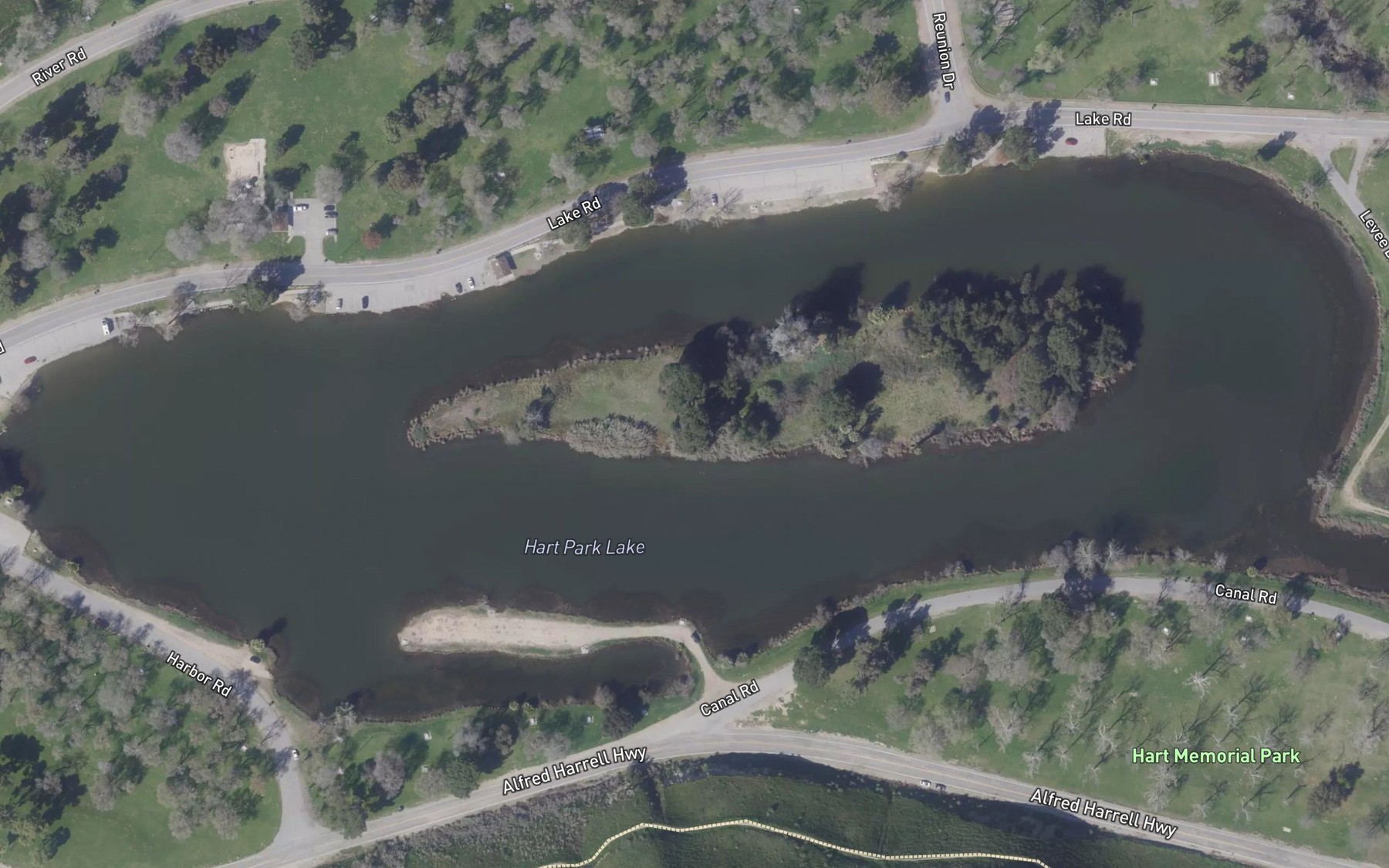 Satellite map of the Hart Park Lake