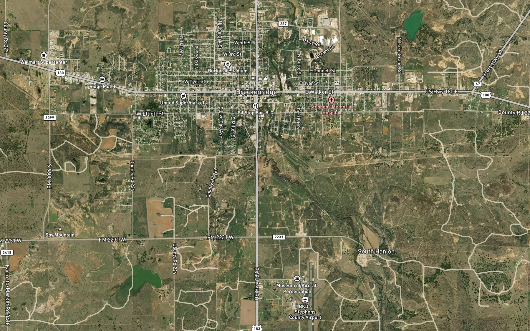 Satellite map of the Brown Branch