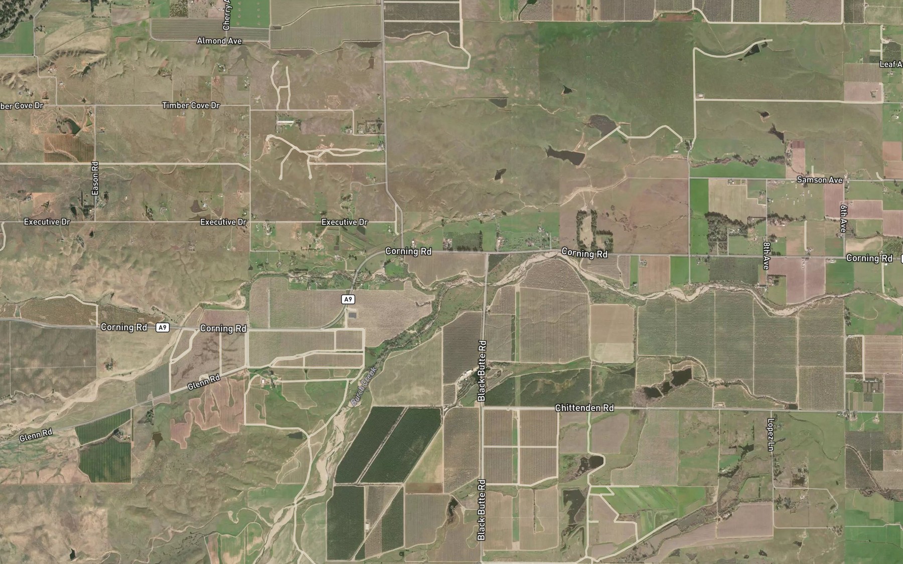 Satellite map of the Houghton Creek