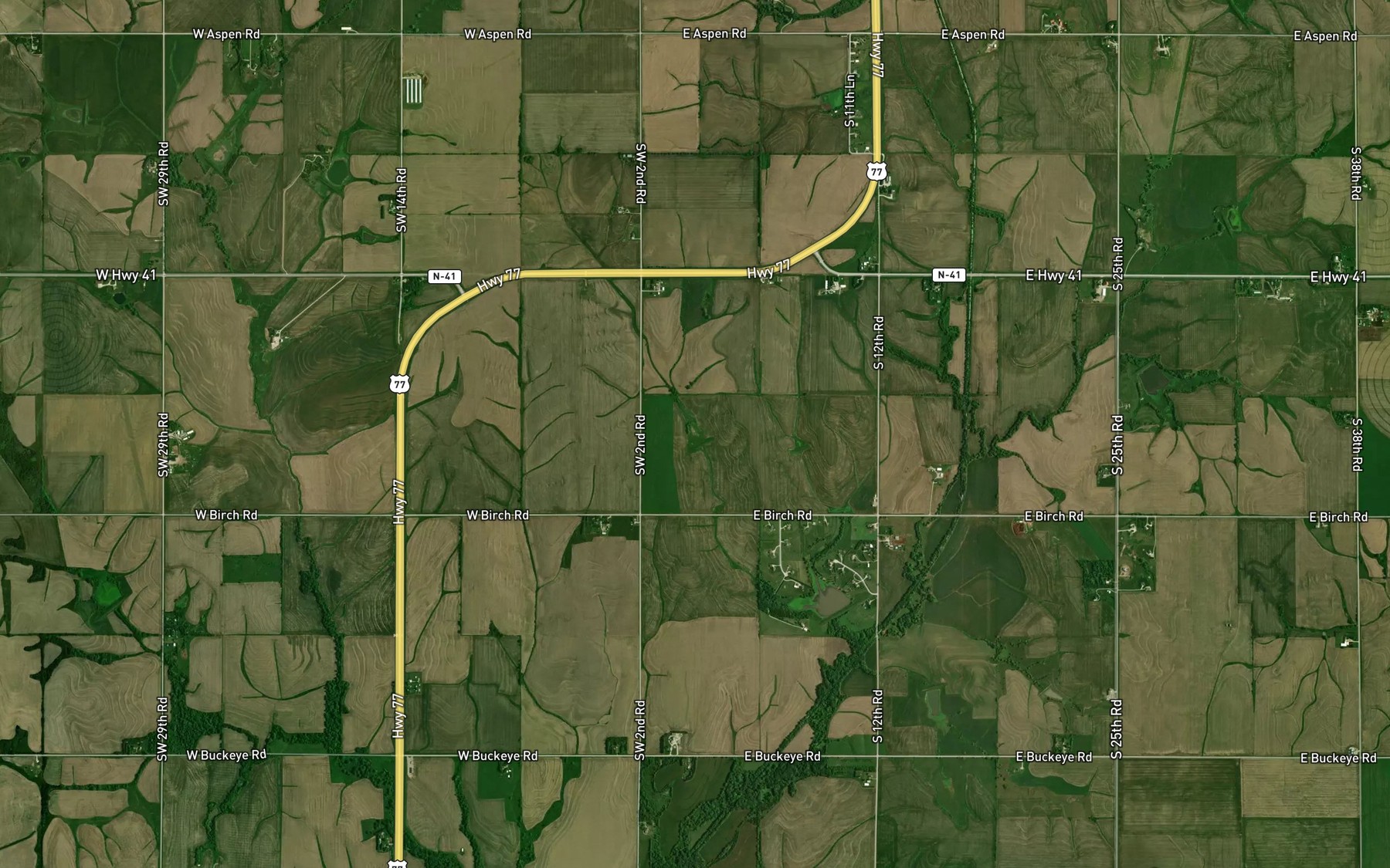 Satellite map of the Indian Creek Reservoir 5-7