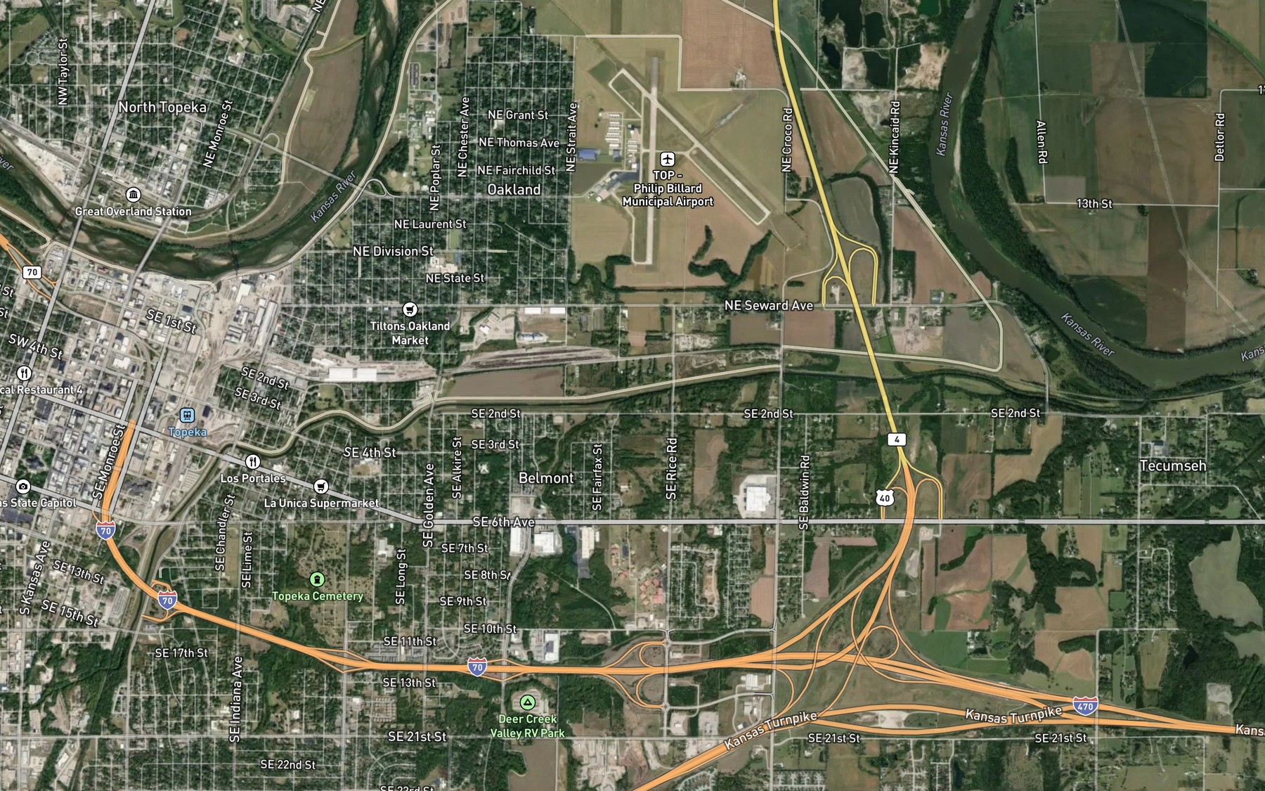Satellite map of the Deer Creek