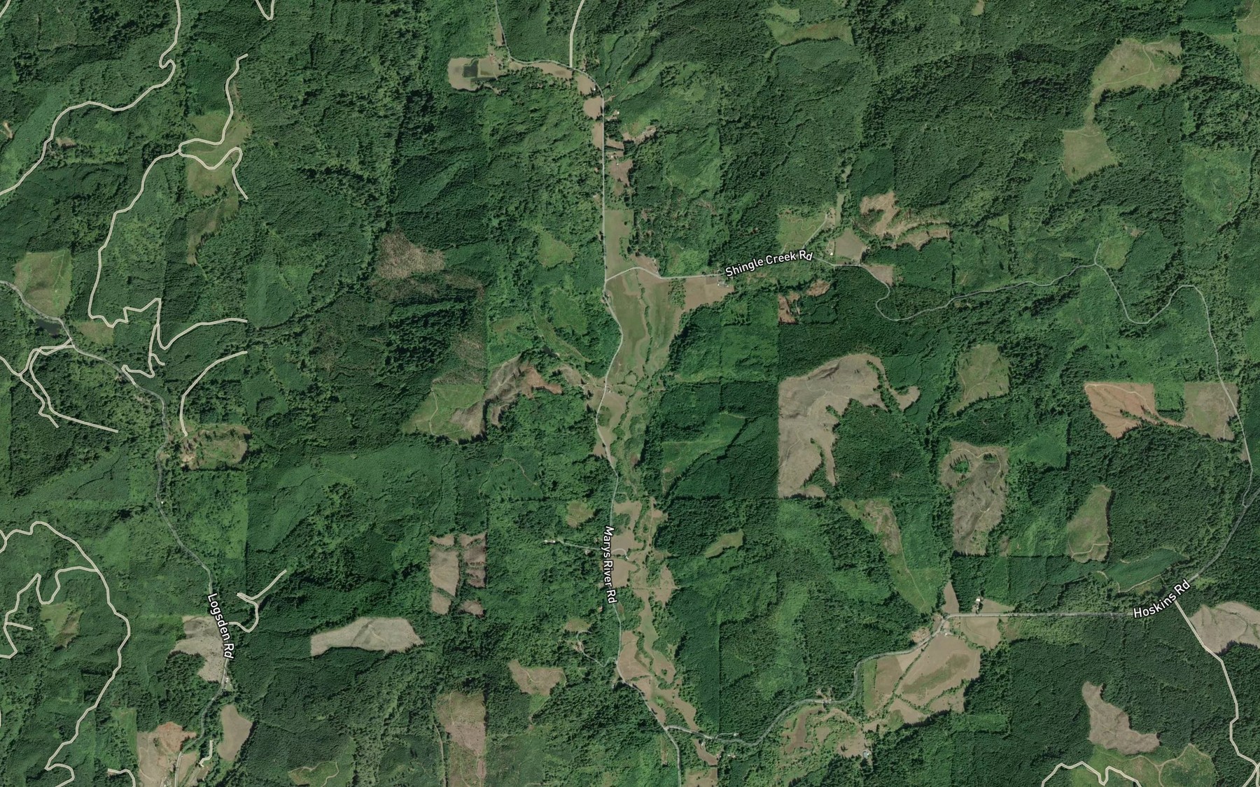 Satellite map of the Burchard Creek