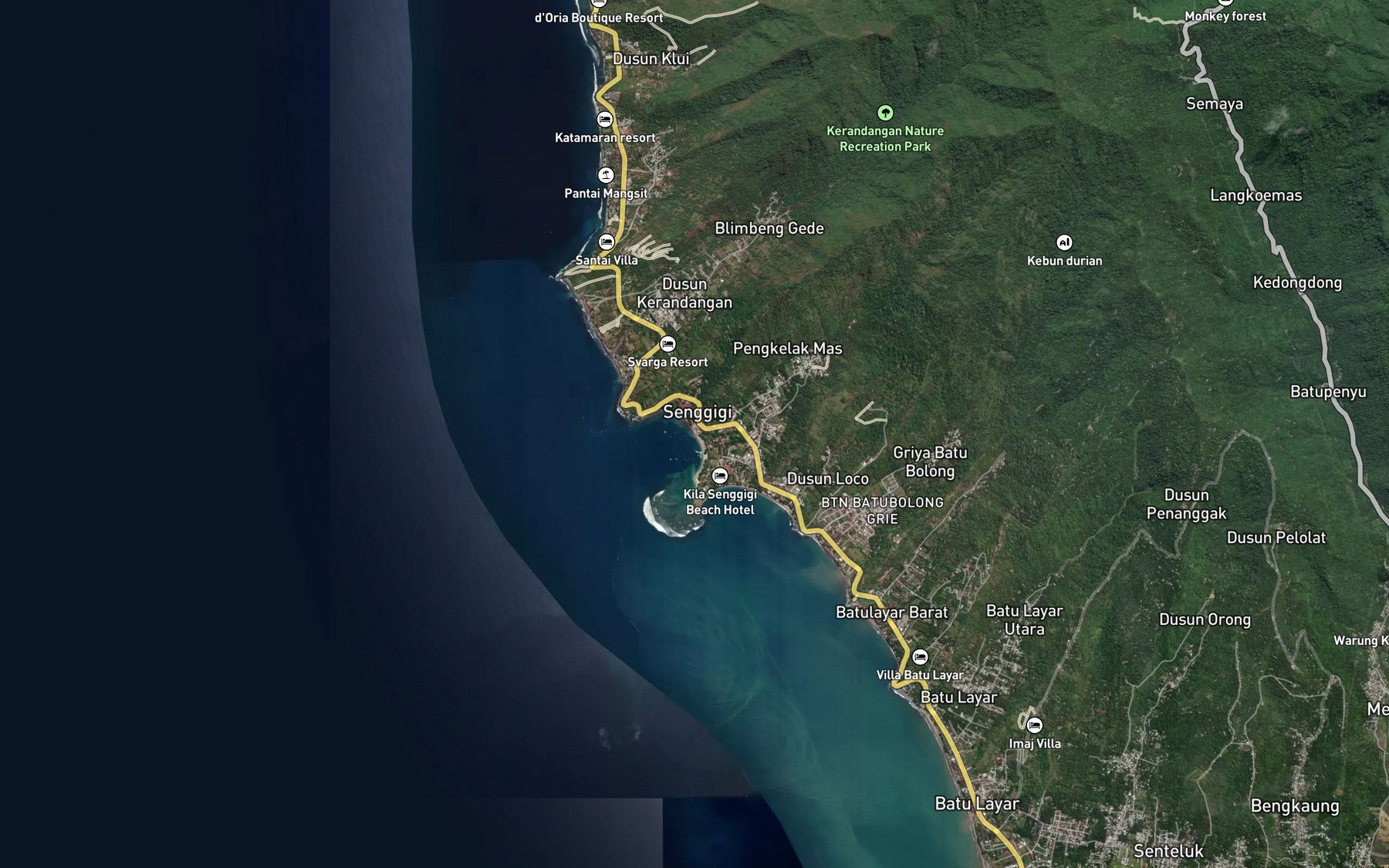 Satellite map of the Koloh Senggigi