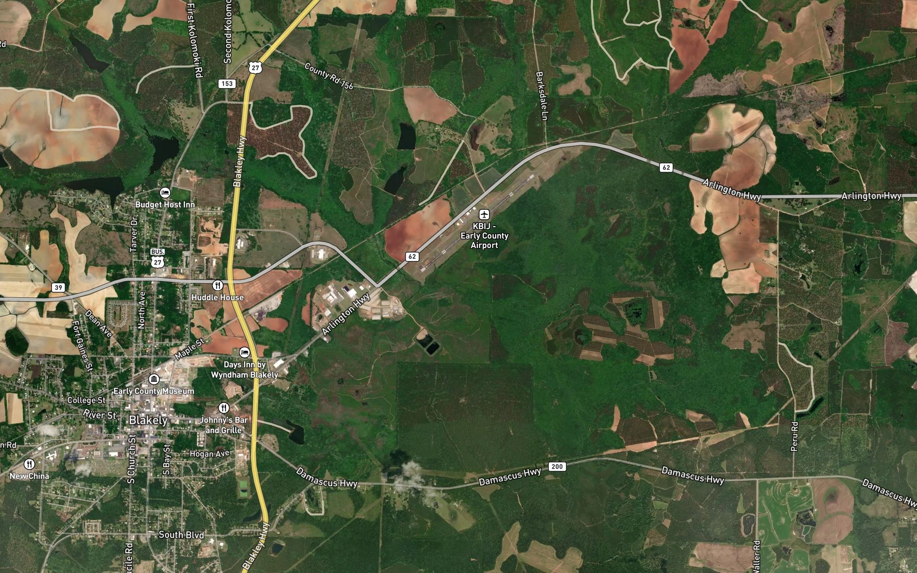 Satellite map of the Breastworks Branch