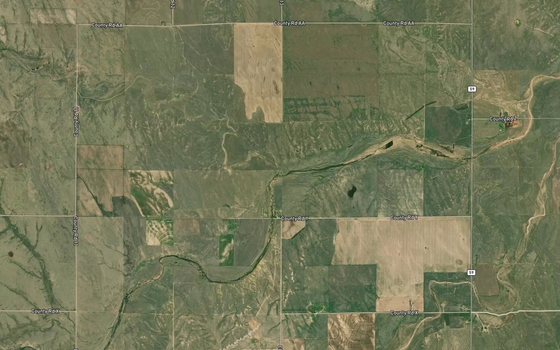 Satellite map of the Duck Creek