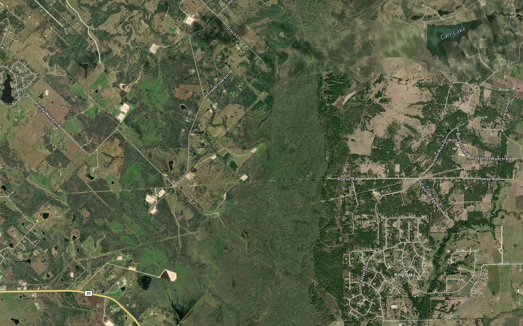 Satellite map of the Flat Pond