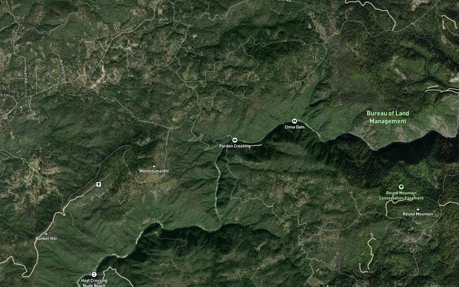 Satellite map of the Purdon Creek