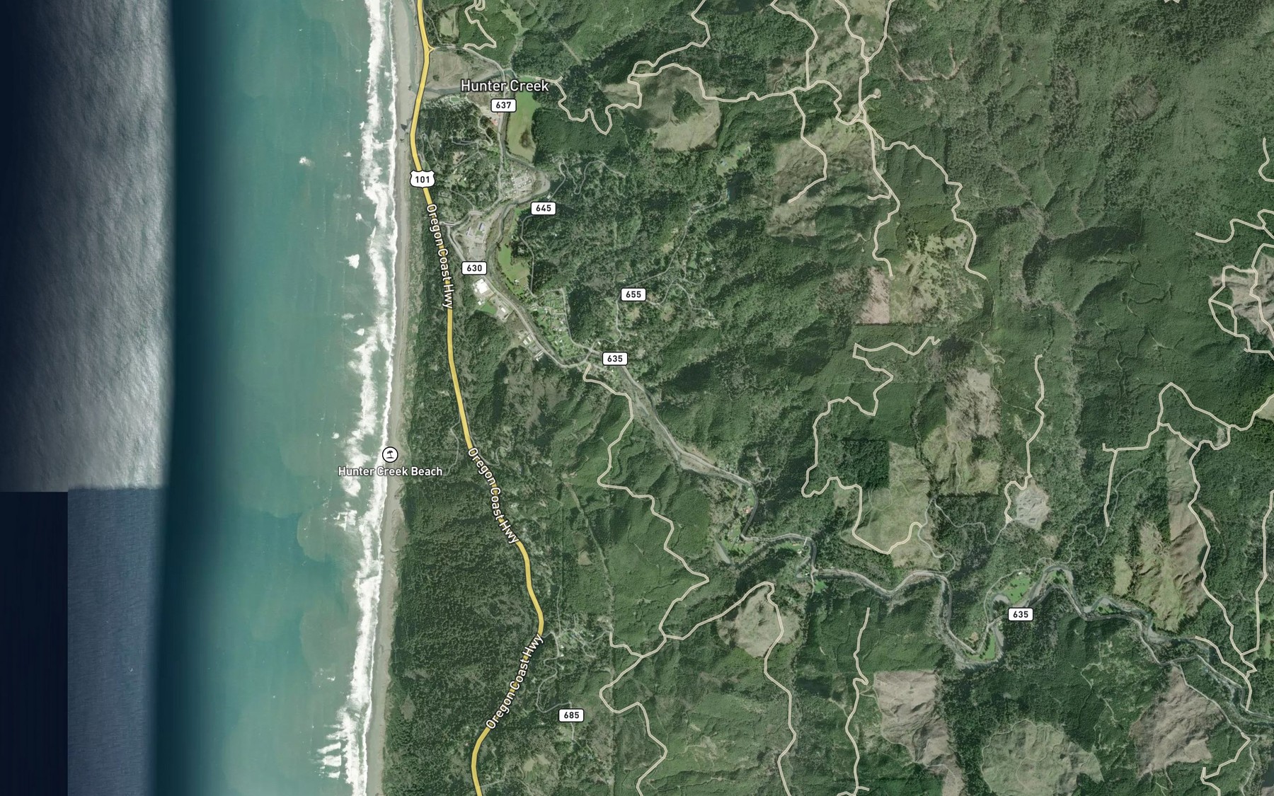 Satellite map of the Yorke Creek