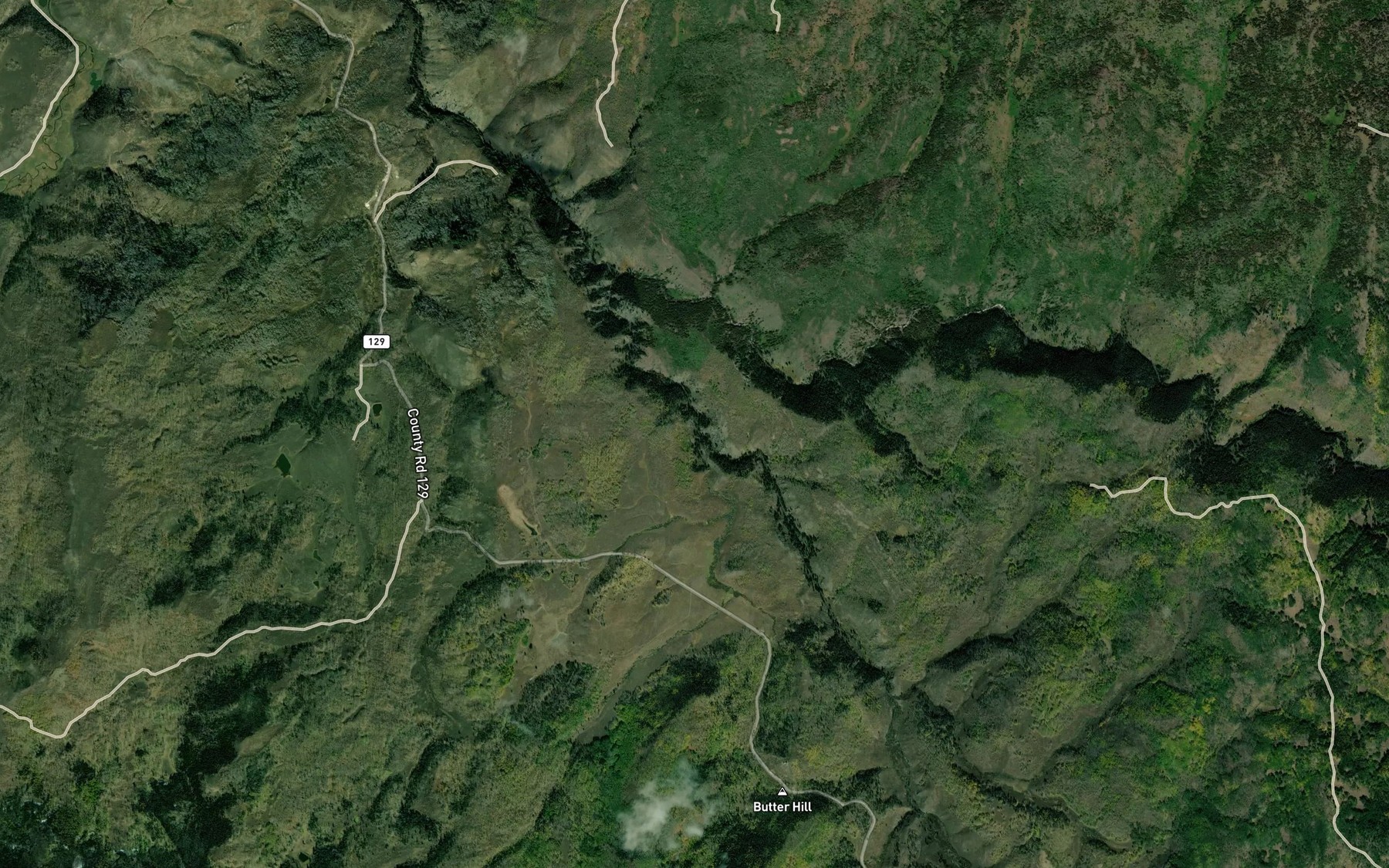 Satellite map of the Dudley Creek