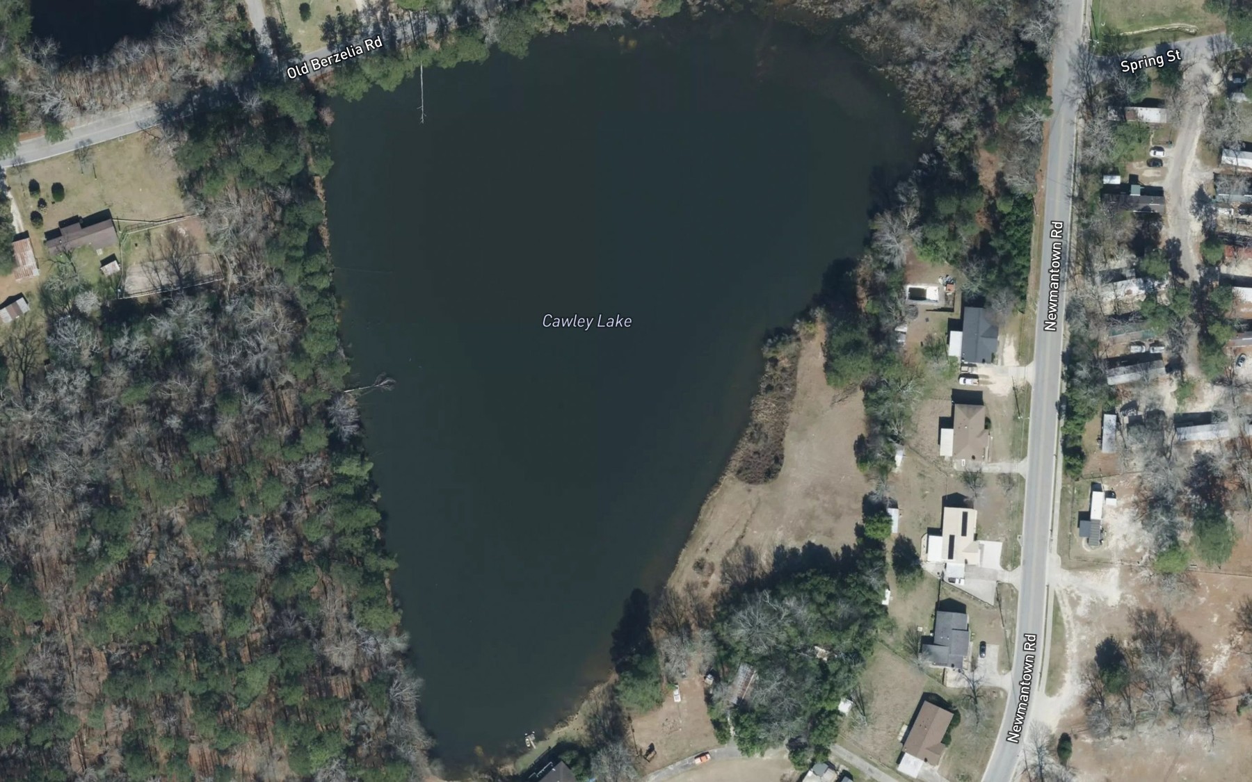Satellite map of the Cawley Lake