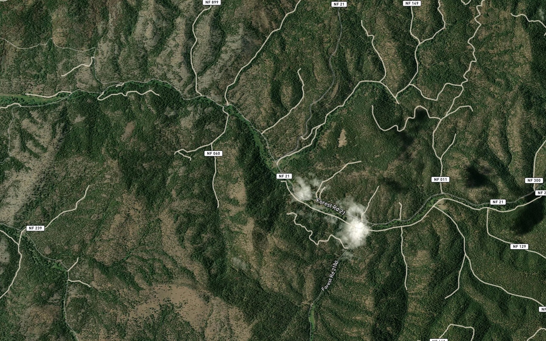 Satellite map of the Tex Creek