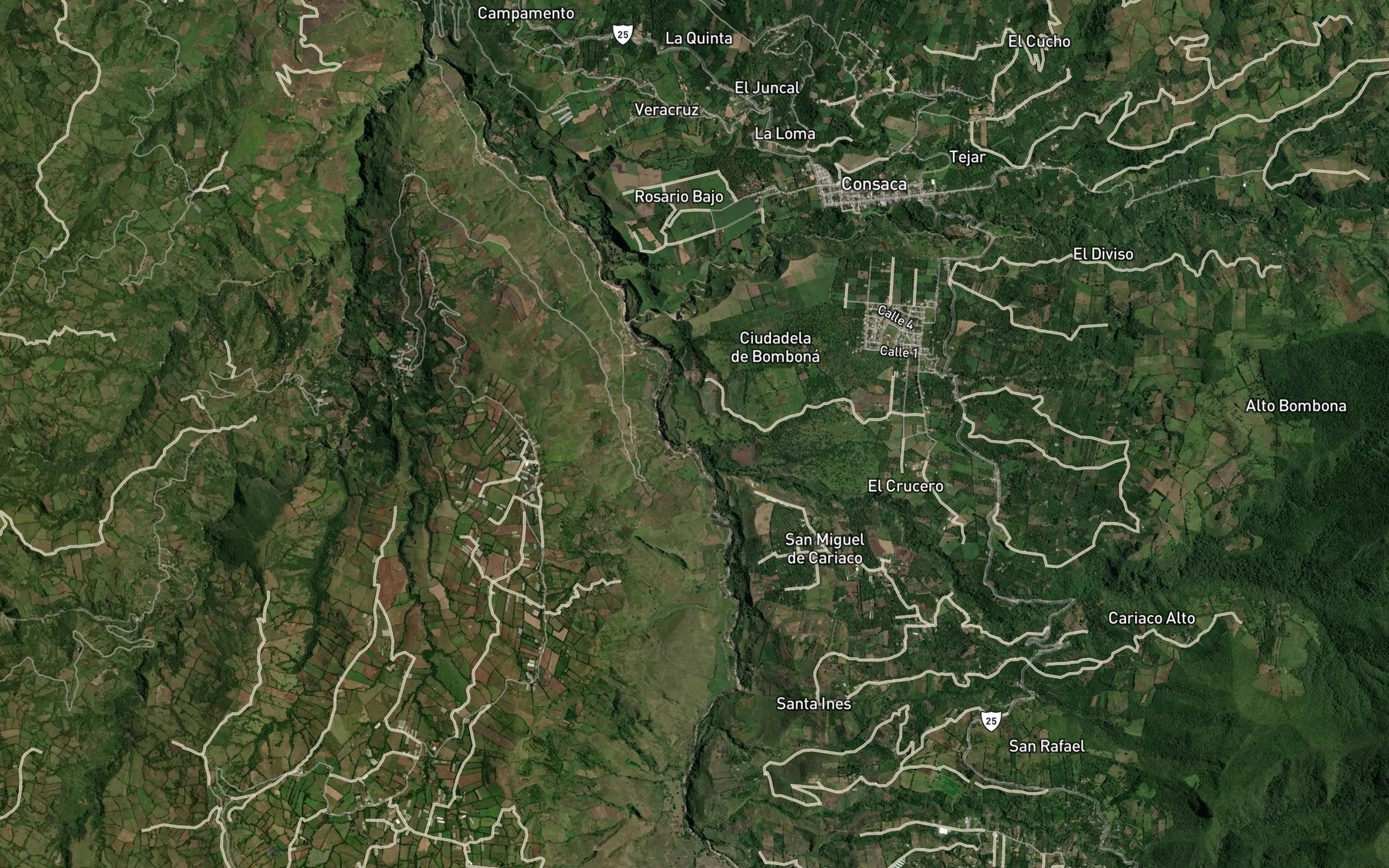 Satellite map of the Rio Cariaco