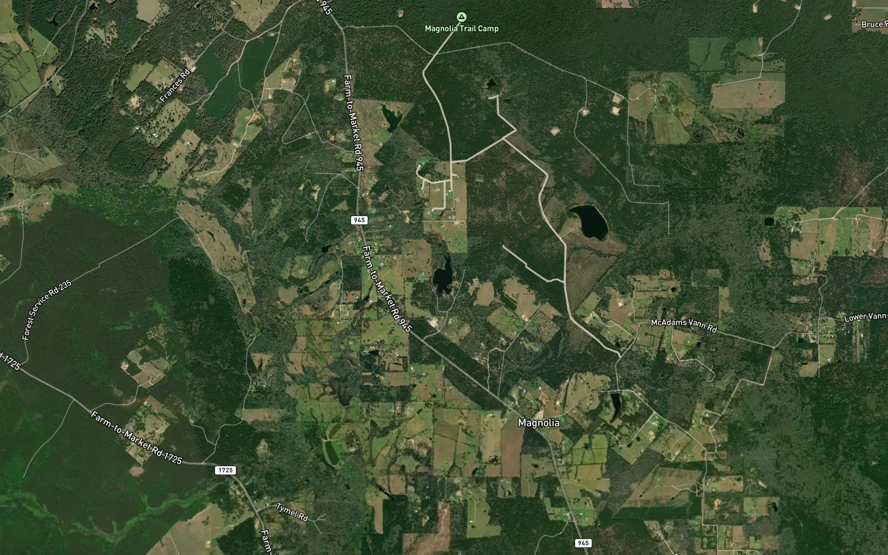 Satellite map of the Lake Magnolia