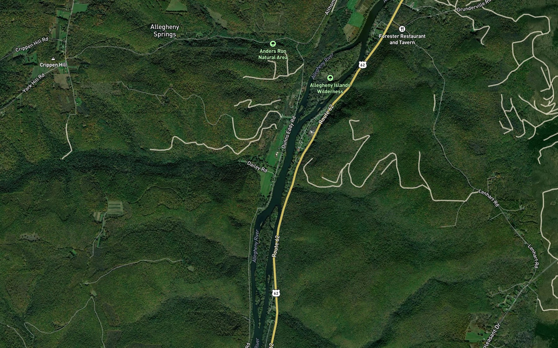 Satellite map of the Dunn Run