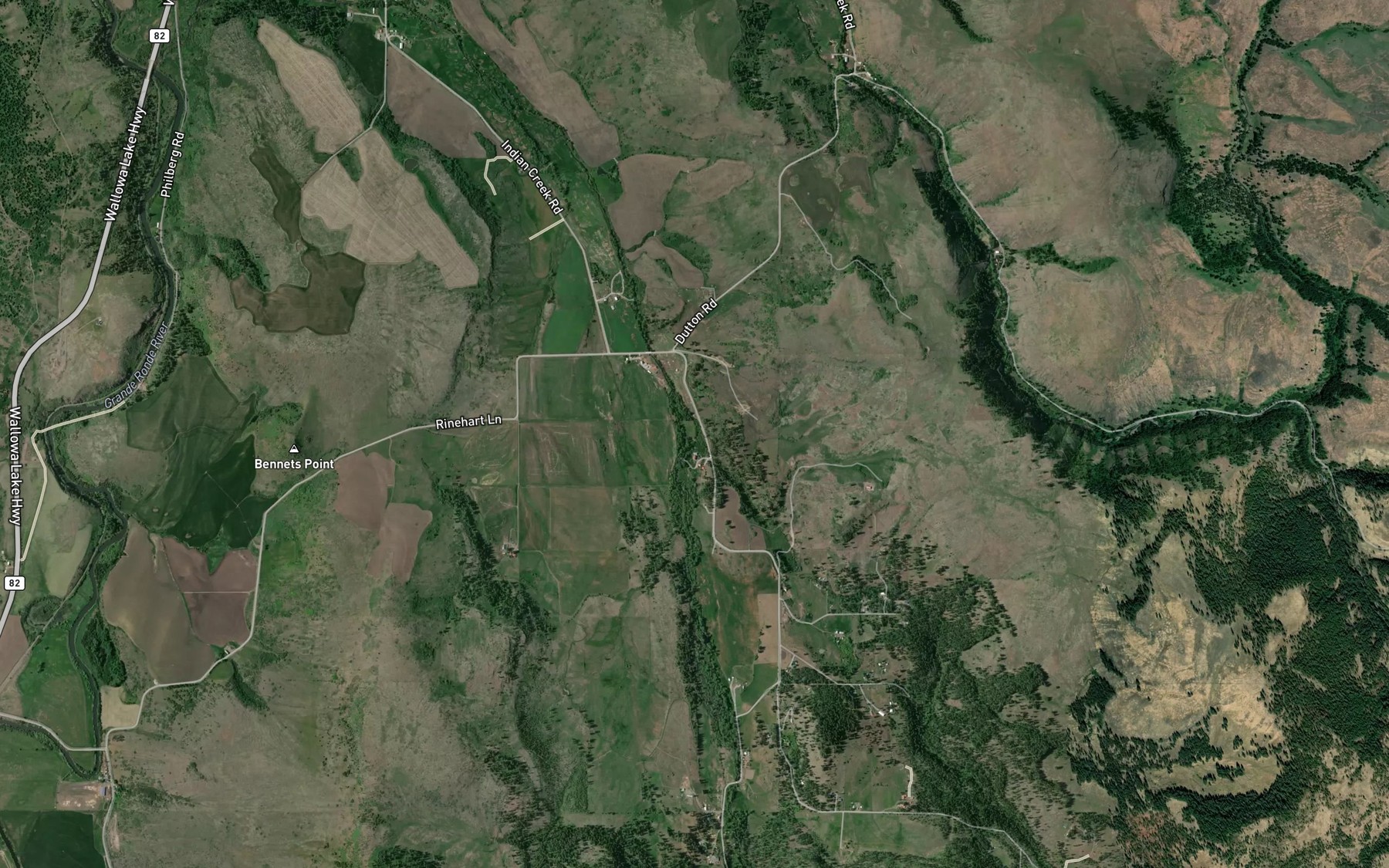 Satellite map of the Shaw Creek