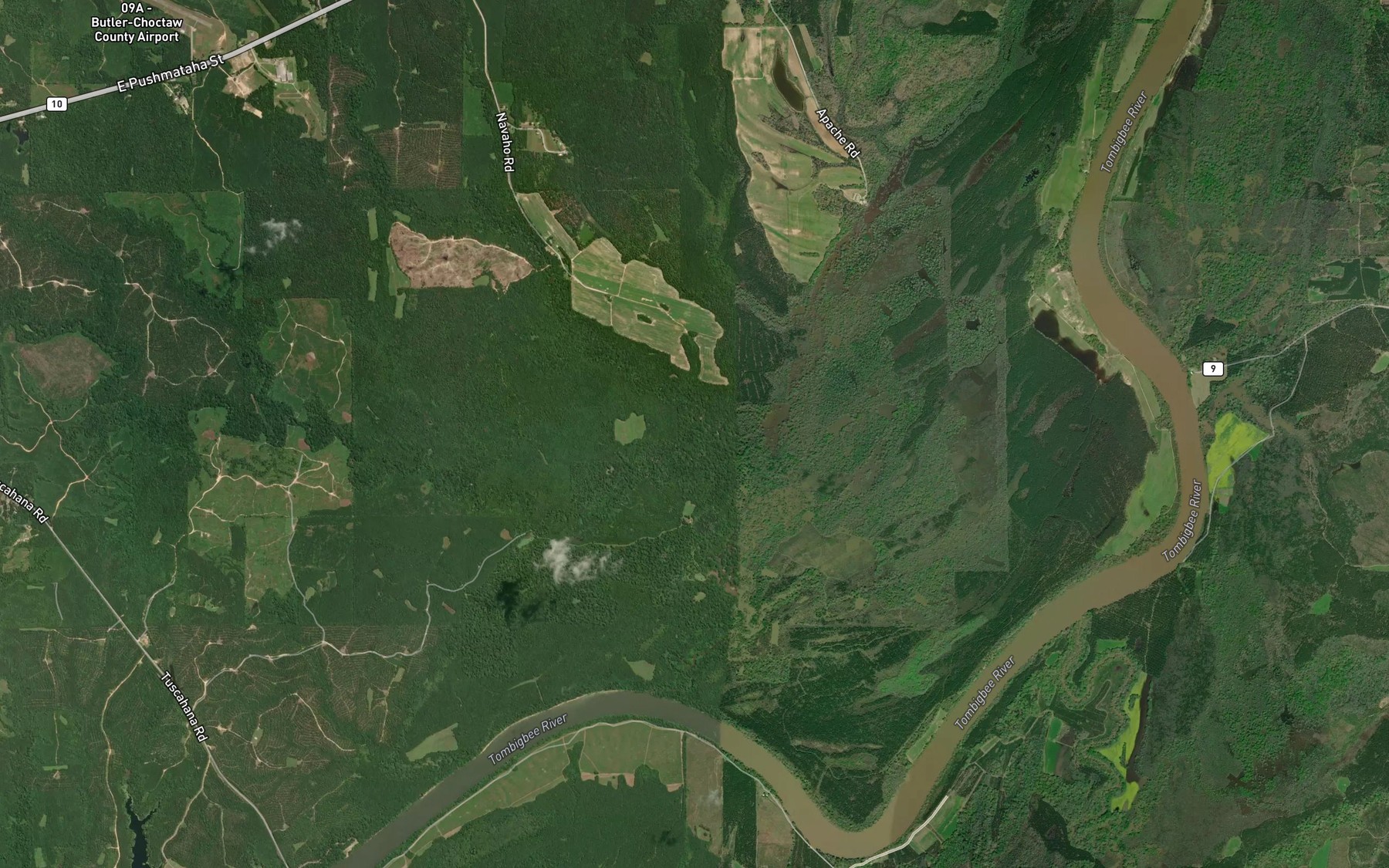 Satellite map of the Hurricane Creek