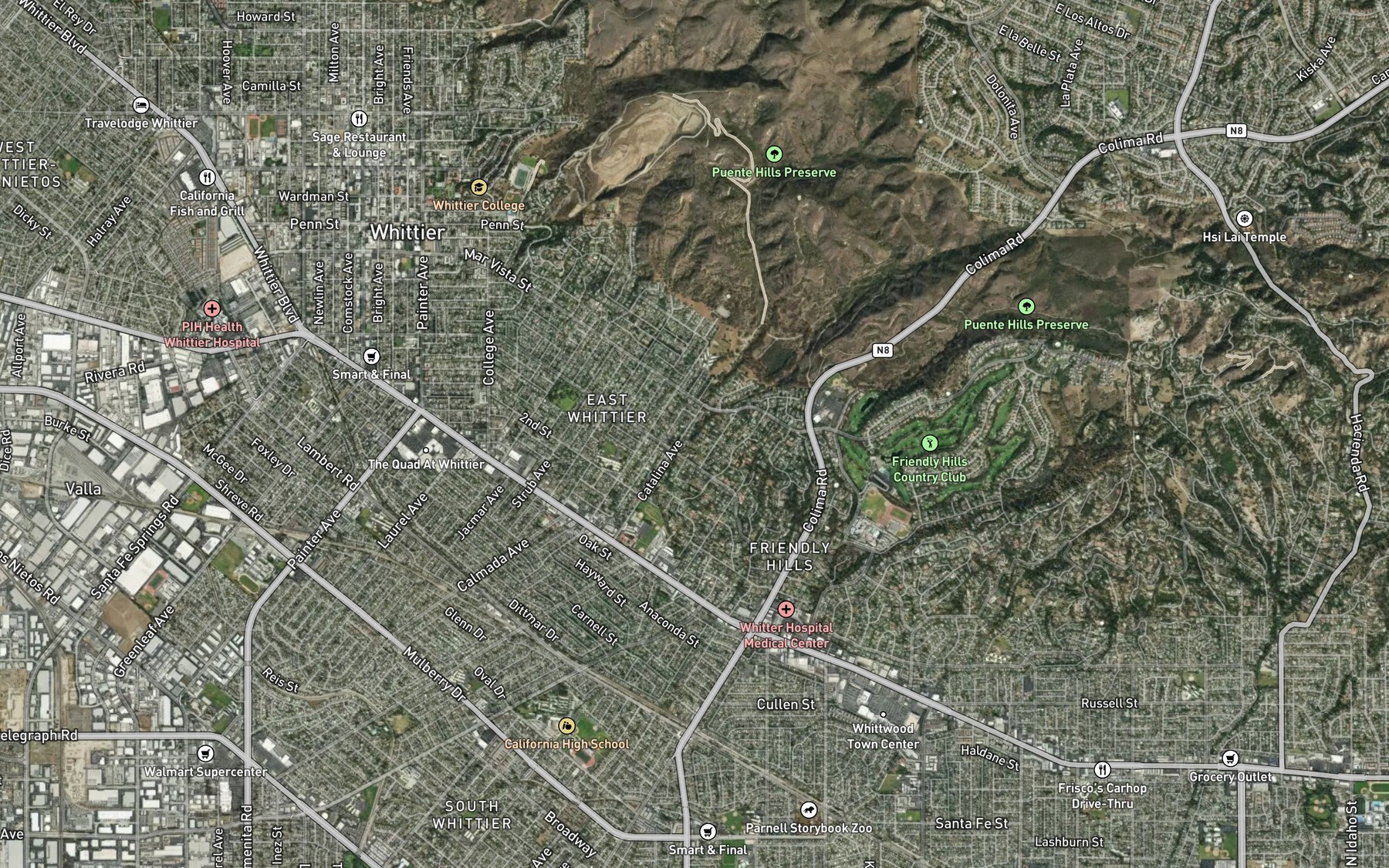 Satellite map of the Arroyo Pescadero