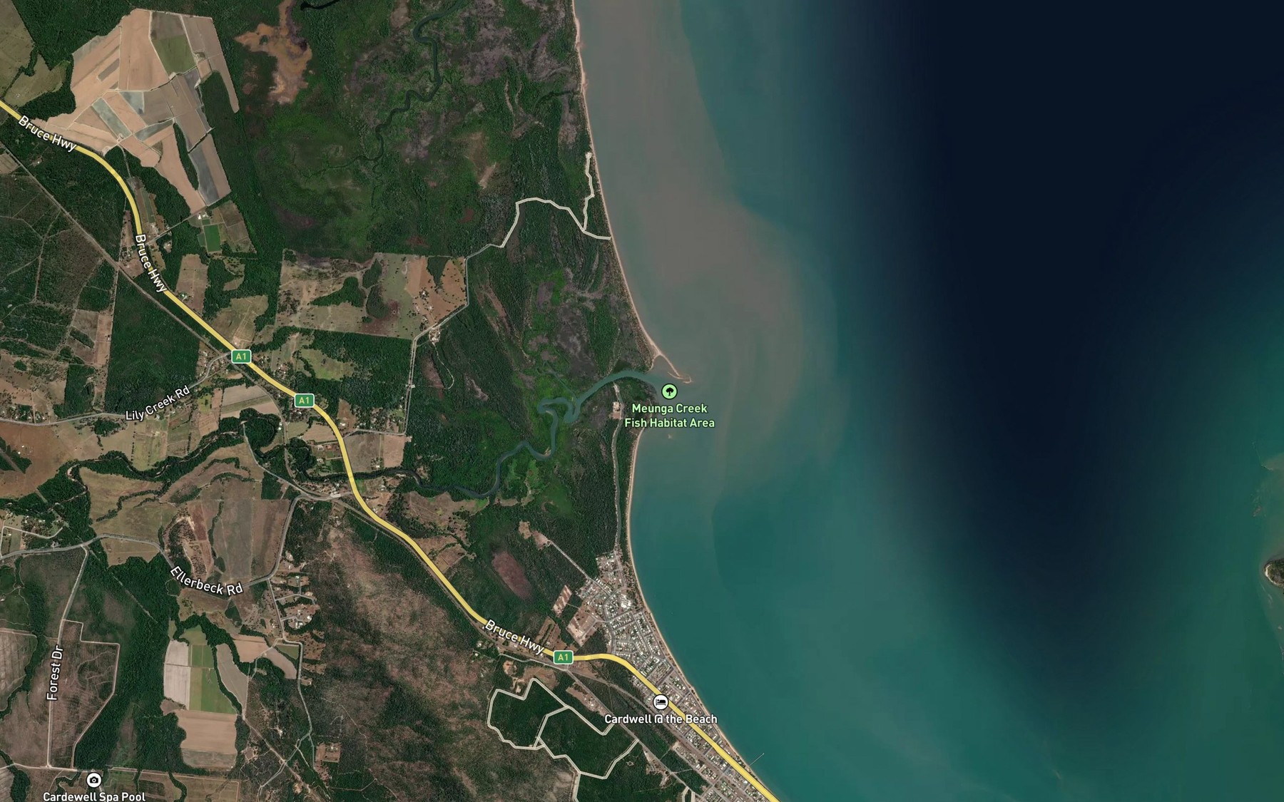Satellite map of the Meunga Creek