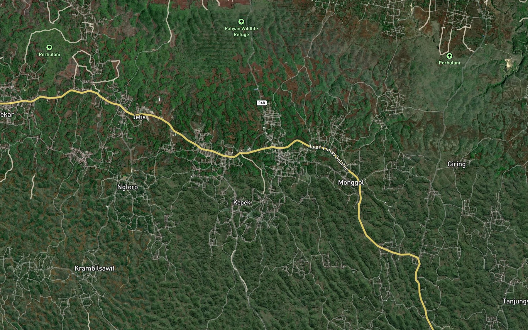 Satellite map of the Telaga Bromo