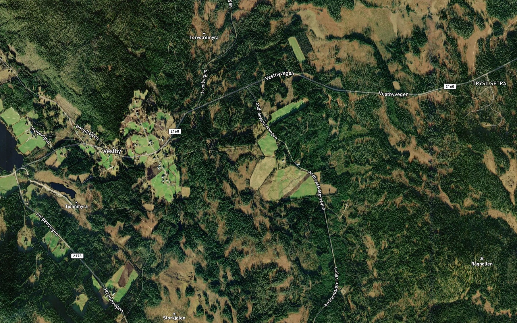 Satellite map of the Strandmobekken