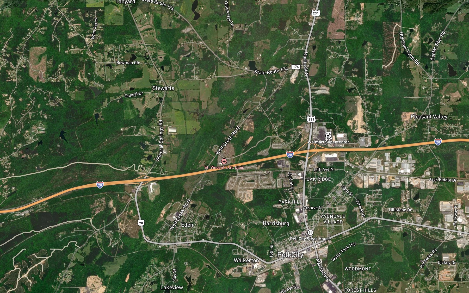 Satellite map of the Dunlap Spring