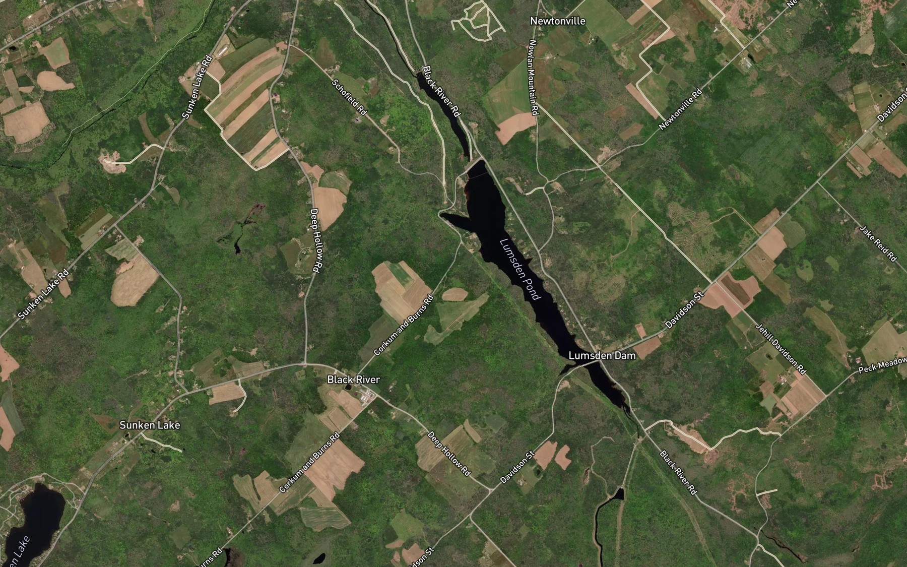Satellite map of the Schofield Brook