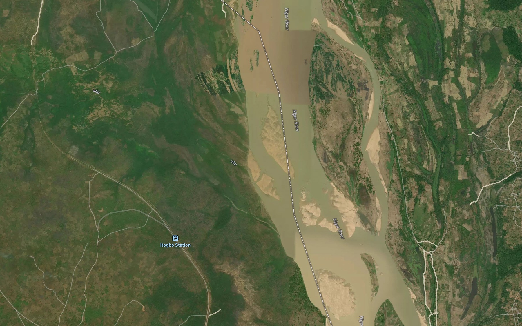 Satellite map of the Ubo River