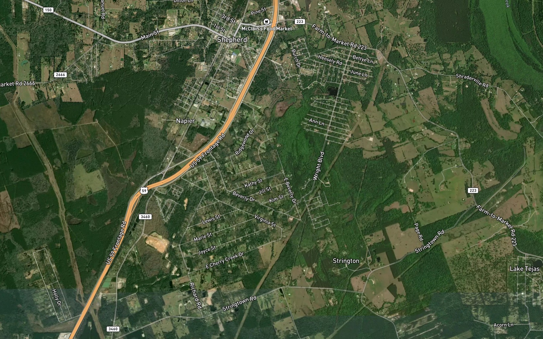 Satellite map of the Ragley Spring