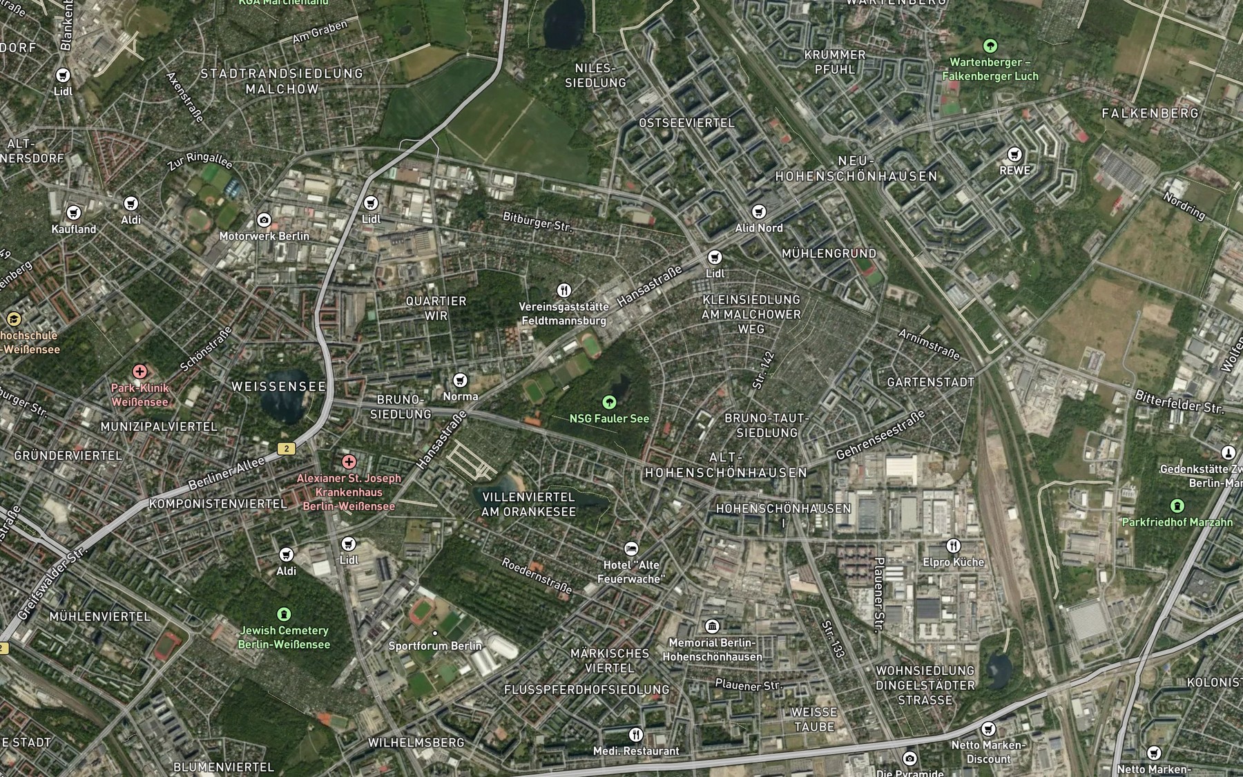 Satellite map of the Fauler See