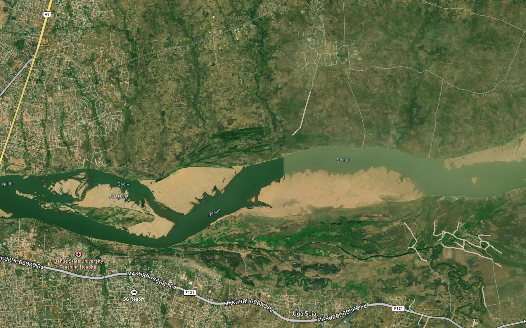 Satellite map of the River Ahum