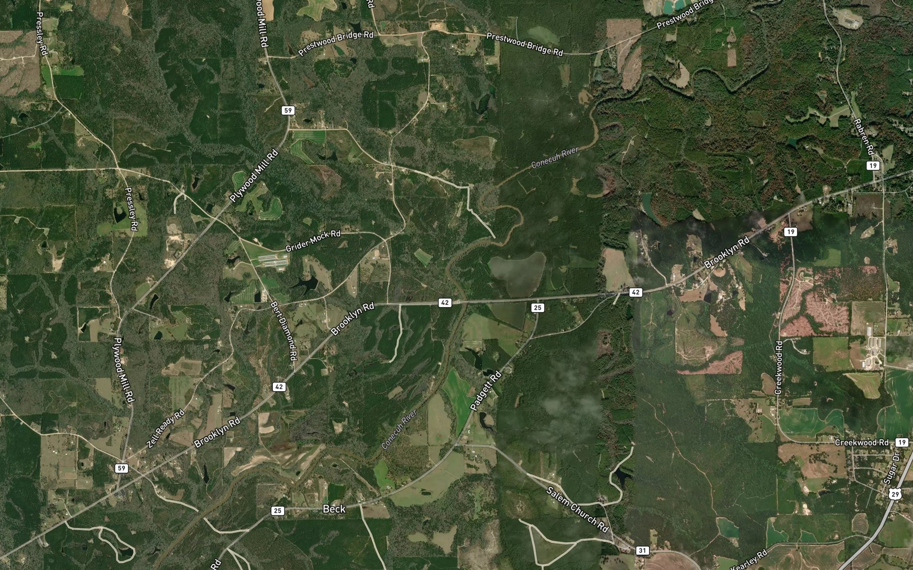 Satellite map of the Fall Creek