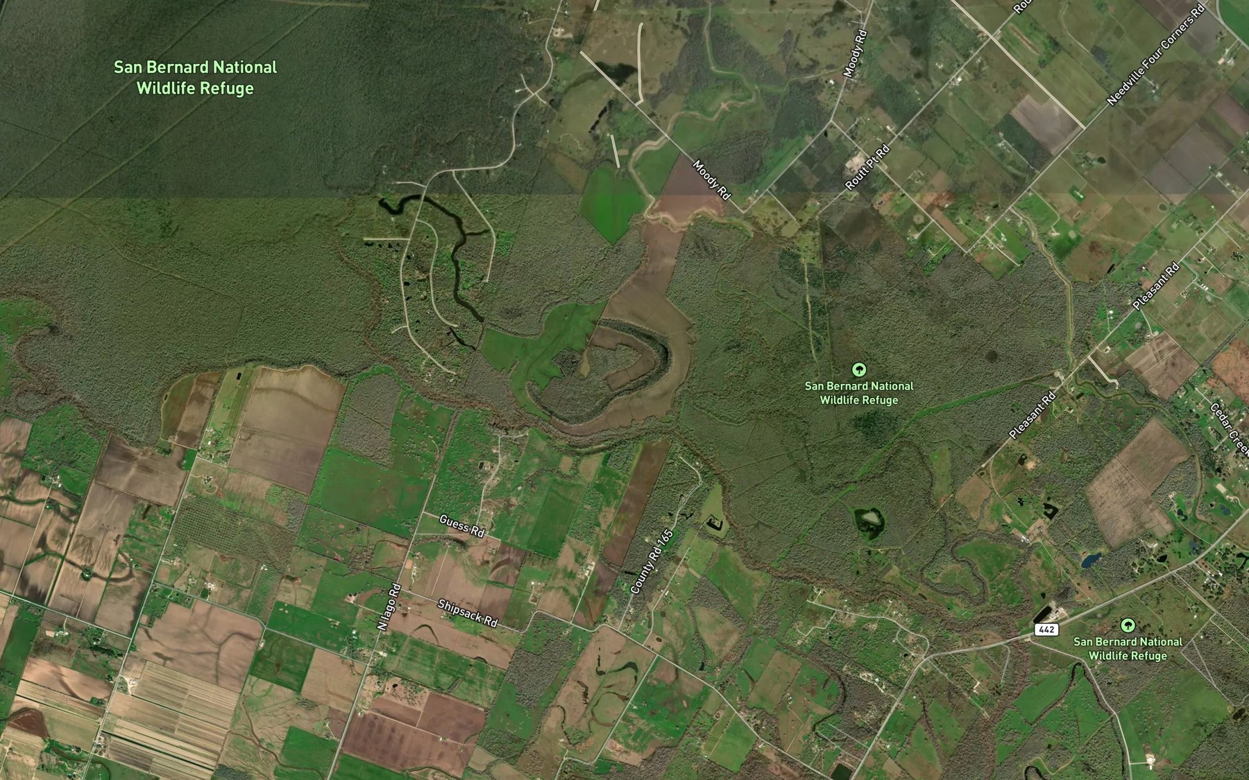 Satellite map of the Horseshoe Lake
