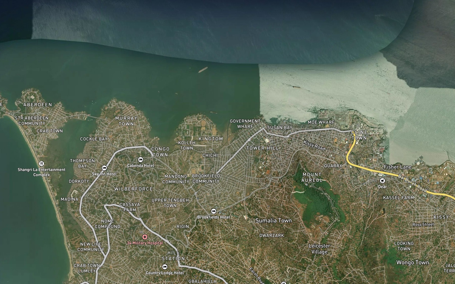 Satellite map of the Highbay Brook