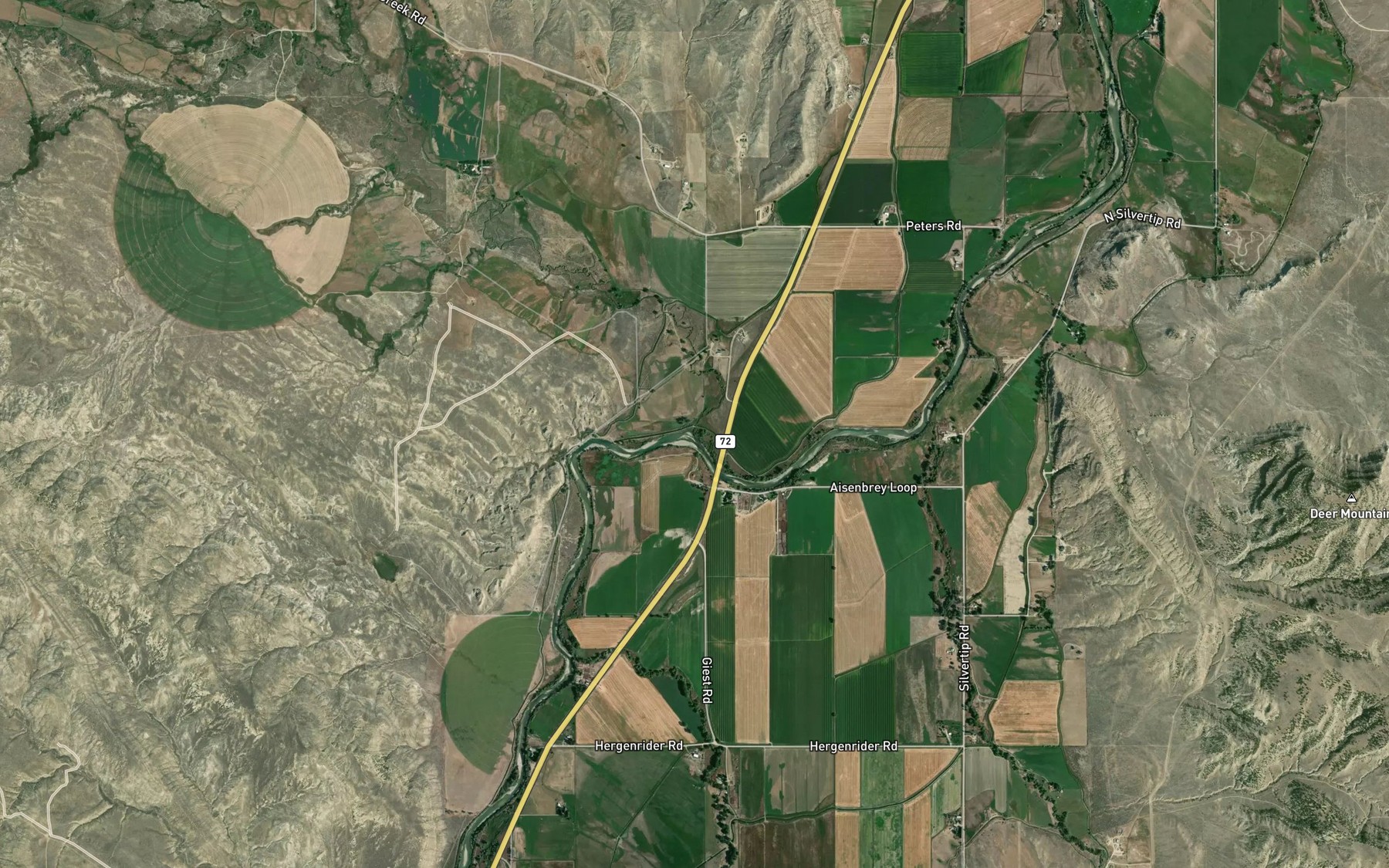 Satellite map of the Dry Creek