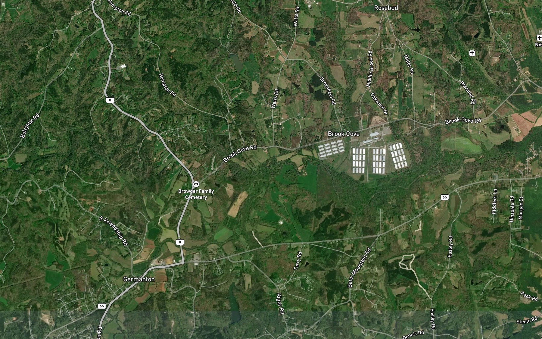 Satellite map of the Martin Creek