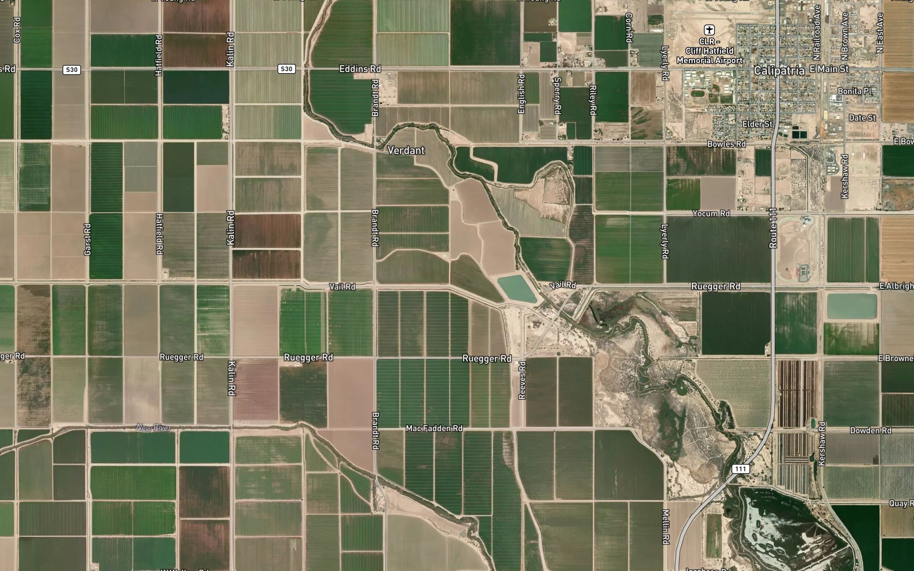 Satellite map of the Vail Drain Spur