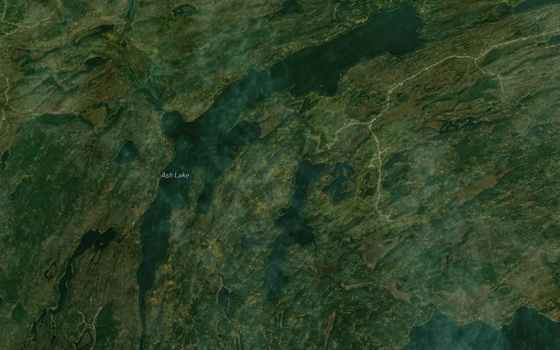 Satellite map of the Ash Lake