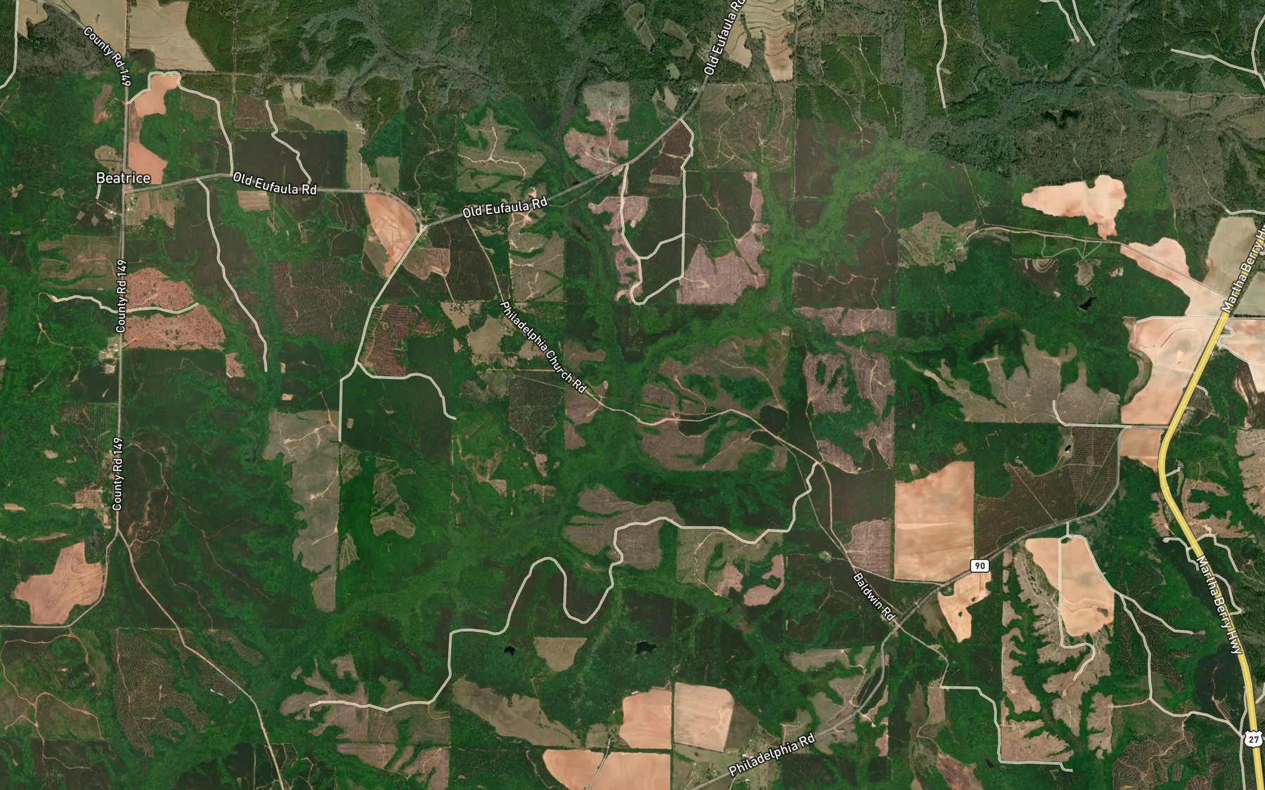 Satellite map of the Day Creek