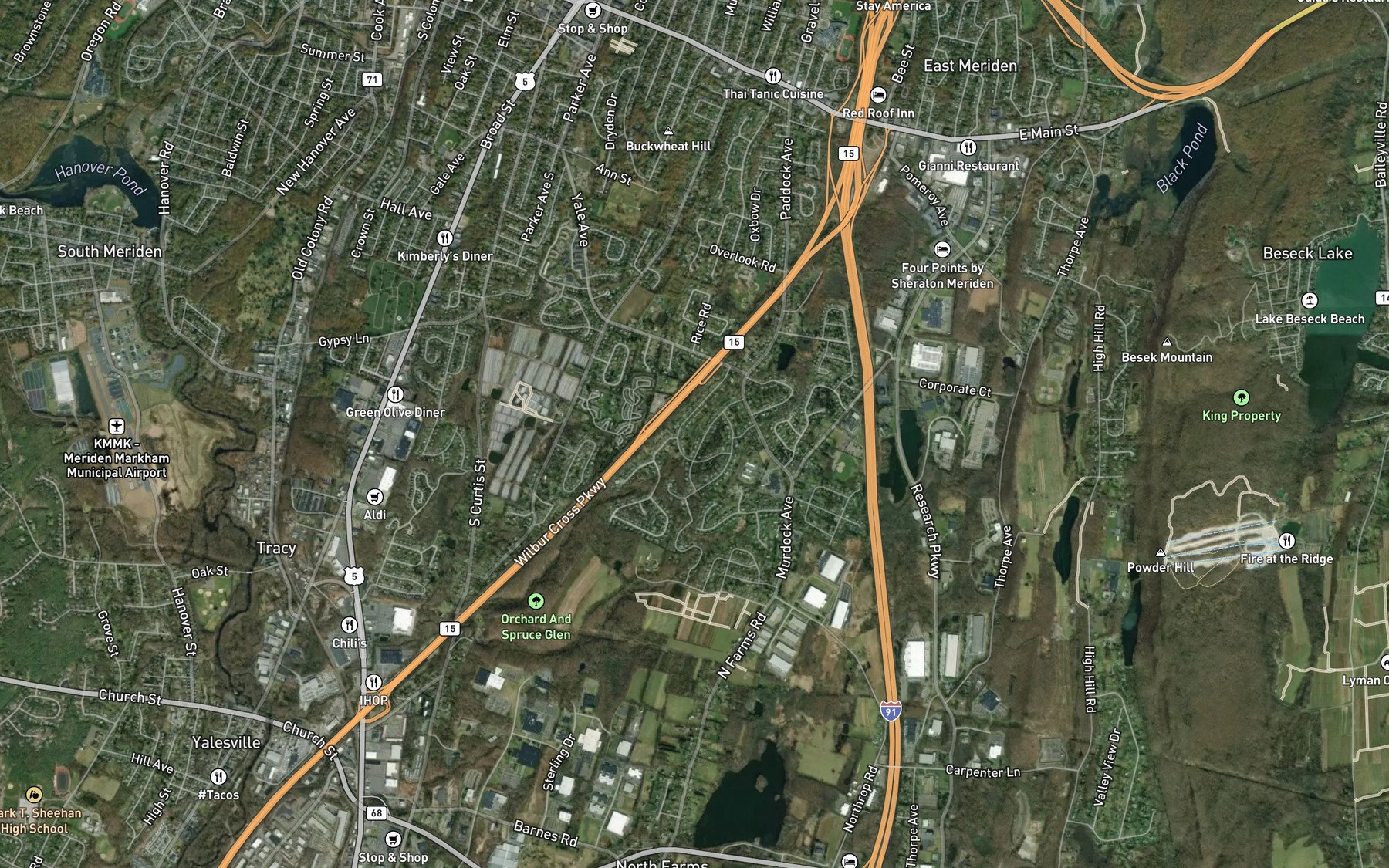 Satellite map of the Ives Pond (historical)