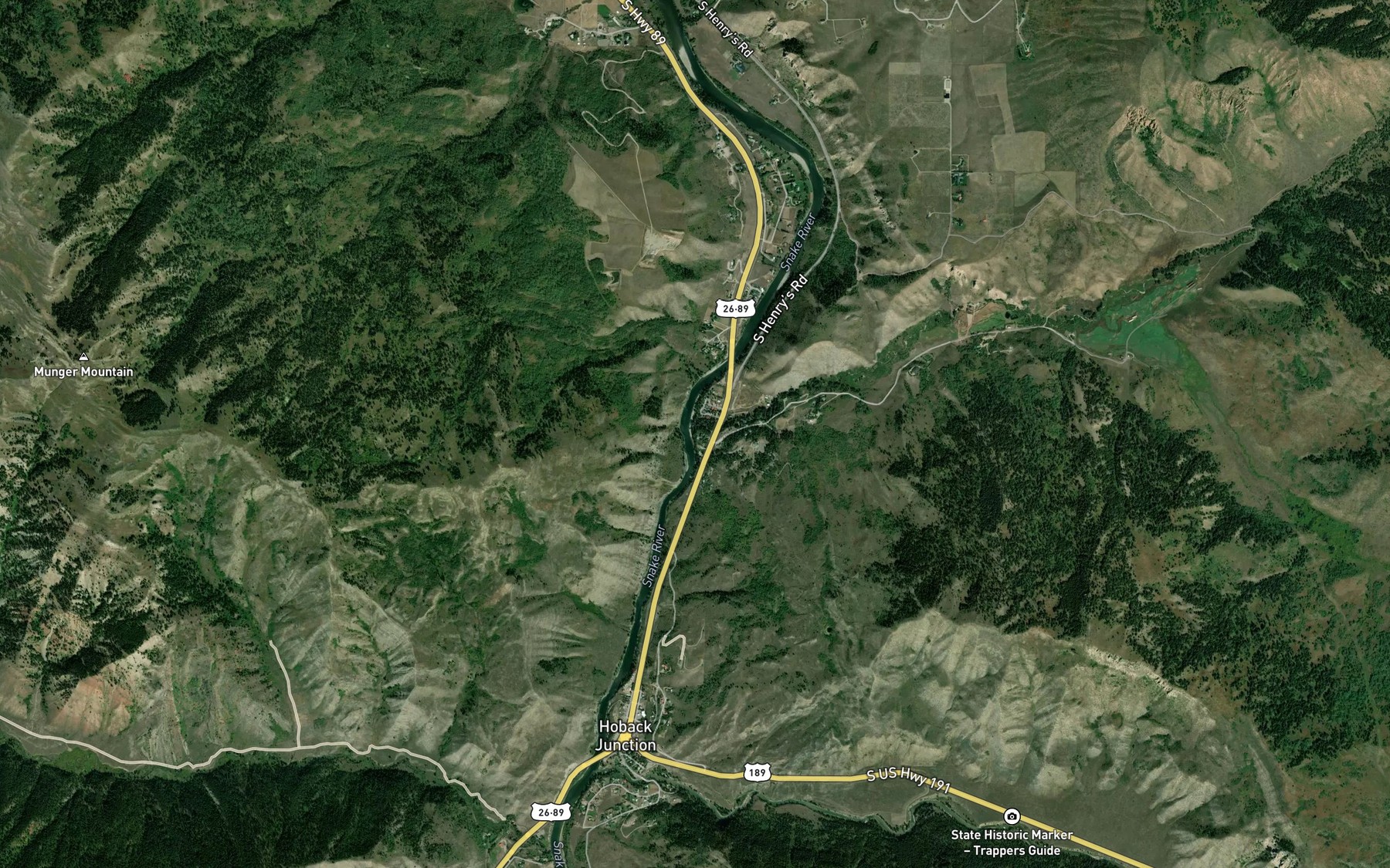 Satellite map of the Horse Creek