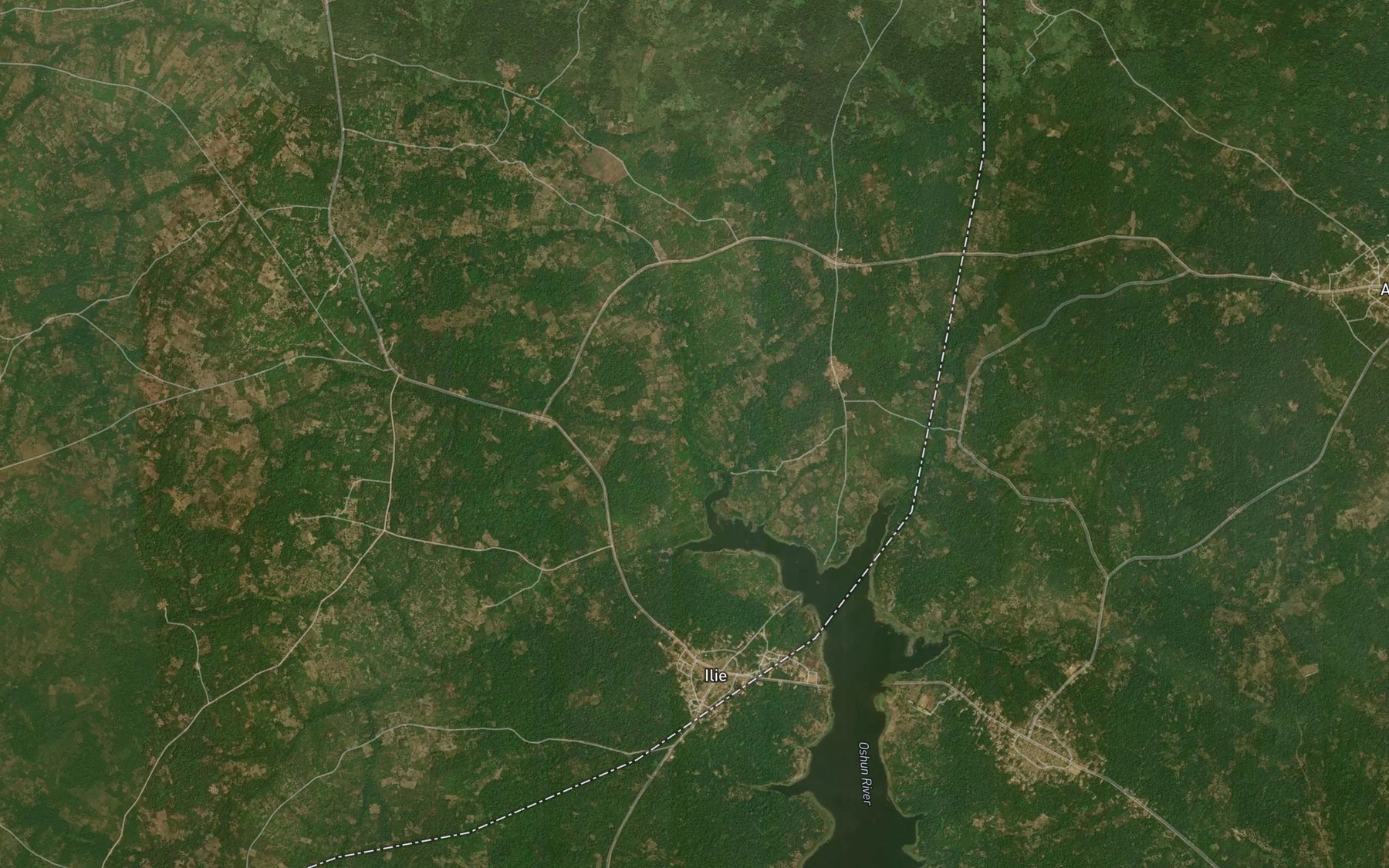 Satellite map of the River Ara
