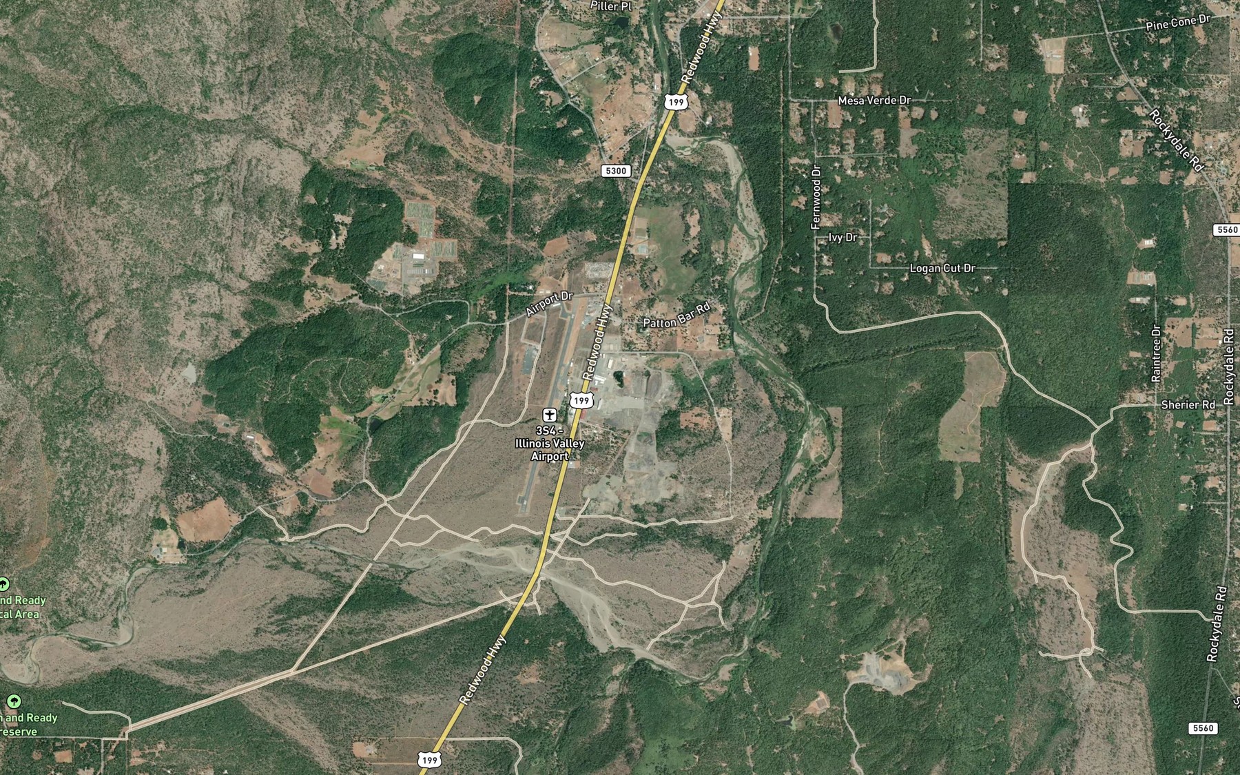 Satellite map of the Rough and Ready Log Pond