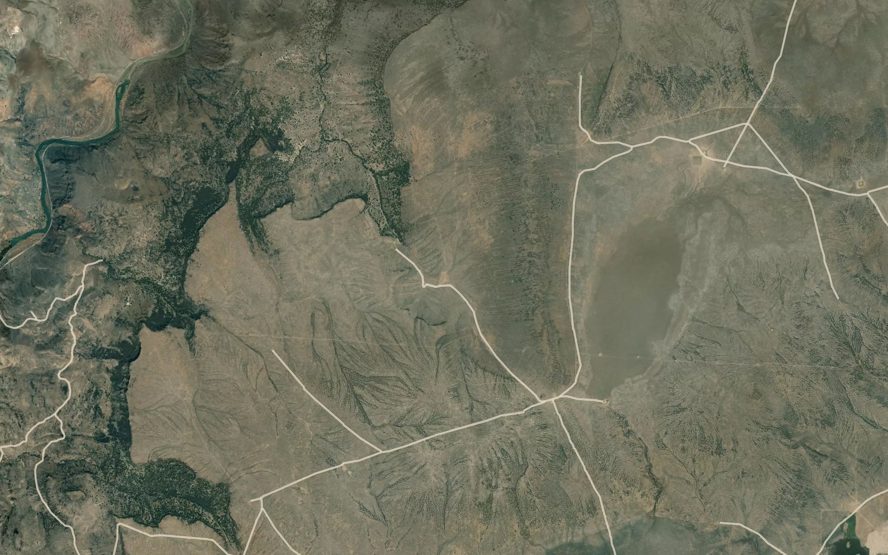 Satellite map of the Slaughter Gulch Reservoir