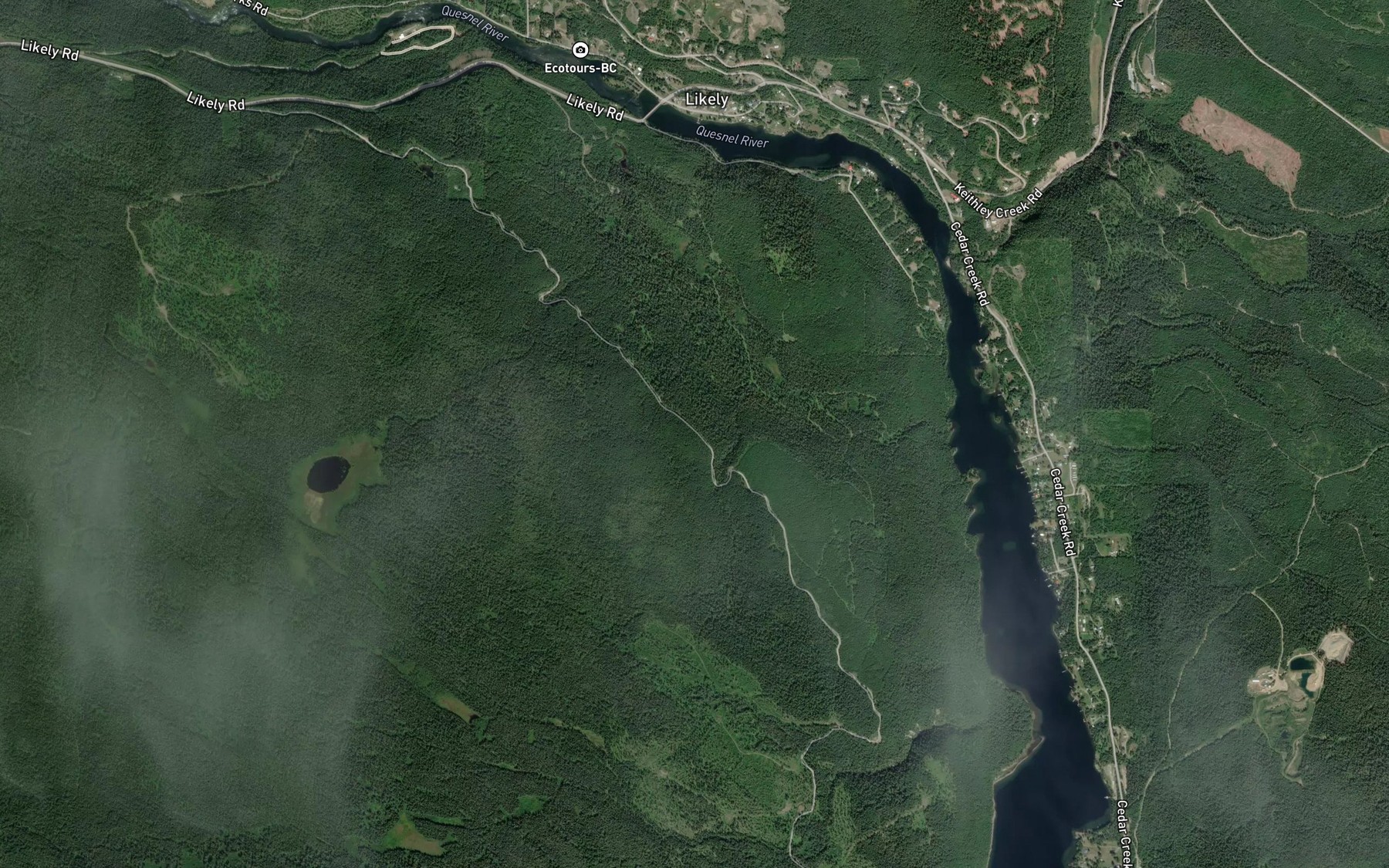 Satellite map of the Slum Gulch Creek