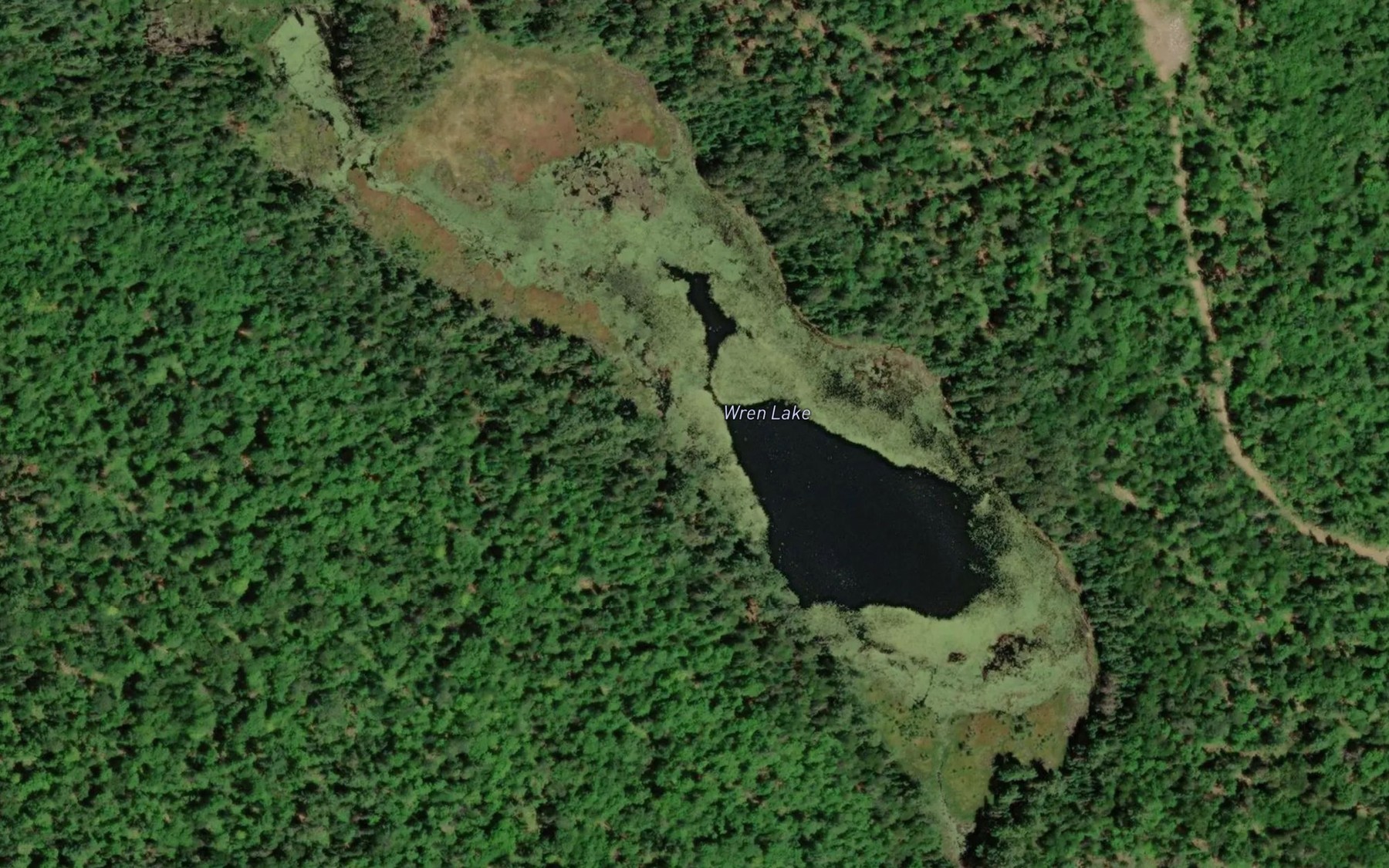 Satellite map of the Wren Lake