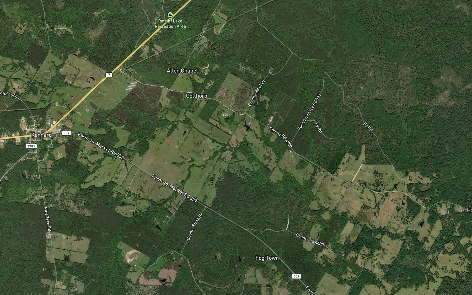Satellite map of the Wallace Creek