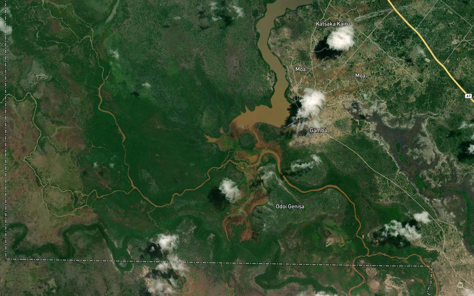 Satellite map of the Mkondo wa Wama