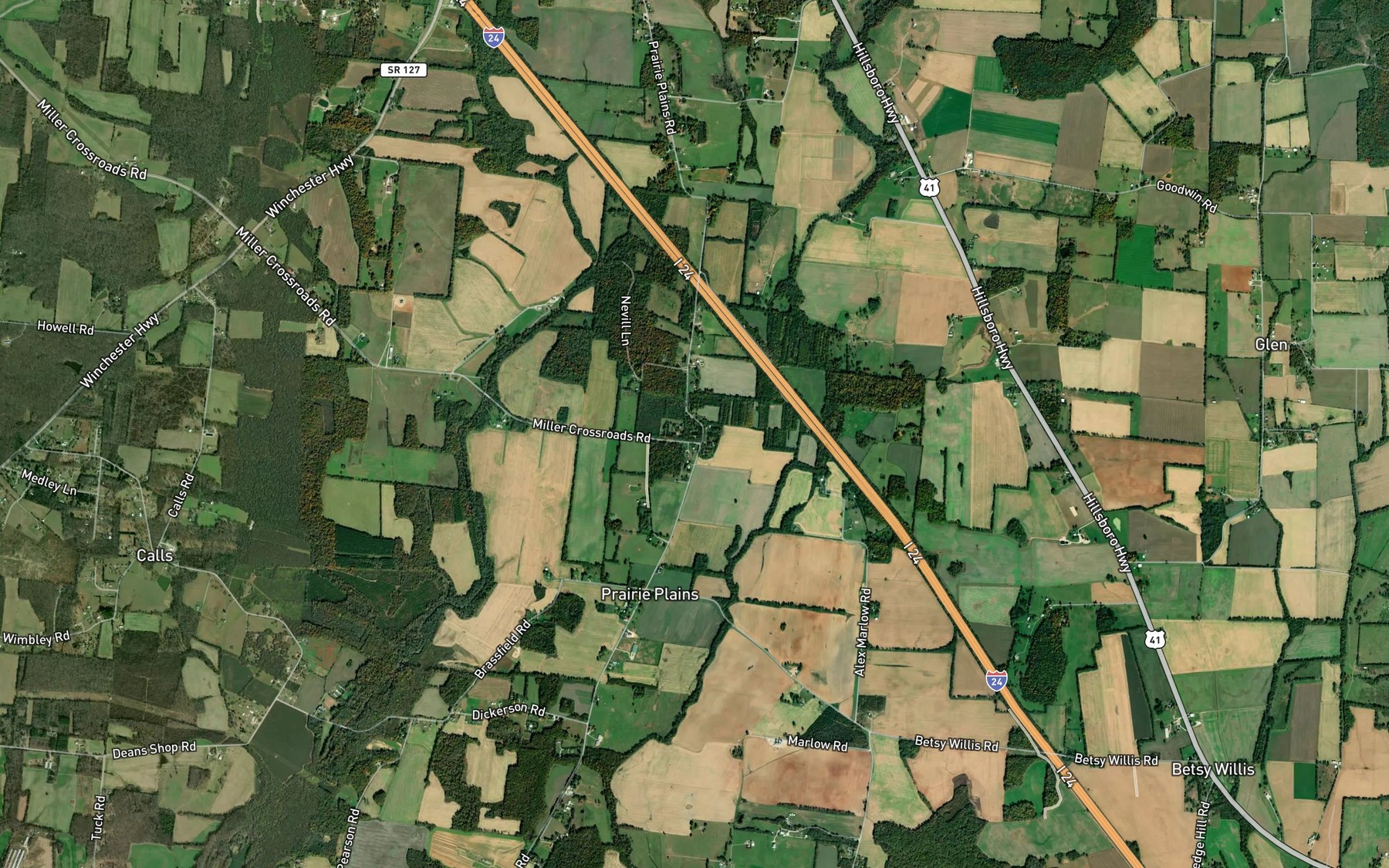 Satellite map of the Thacker Pond