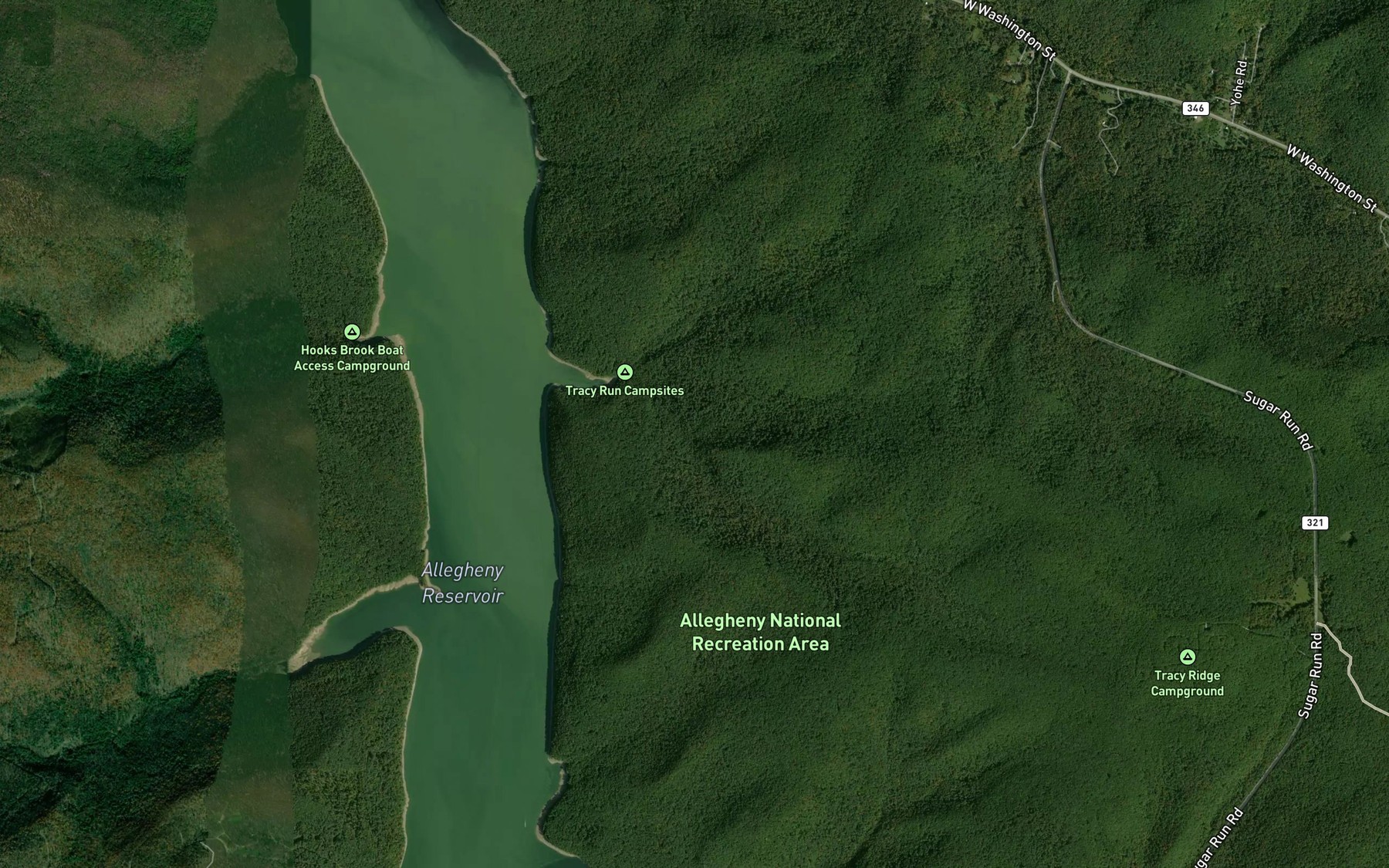 Satellite map of the Deer Lick Run