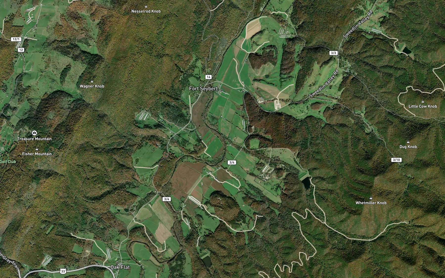 Satellite map of the Dice Run